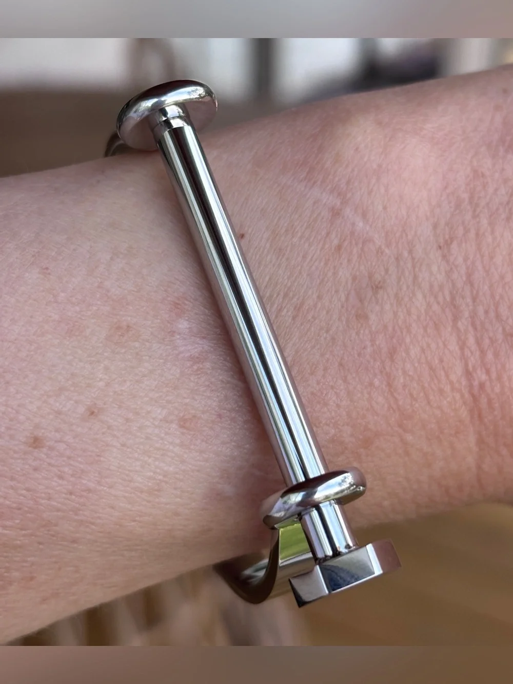 Hex Nut Screw Cuff Bracelet - Silver Women's Jewelry for 6.5